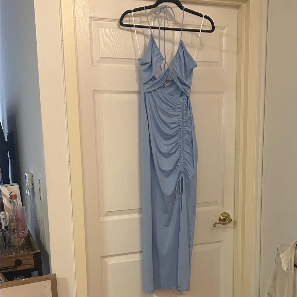 Elegant Blue Halter Dress